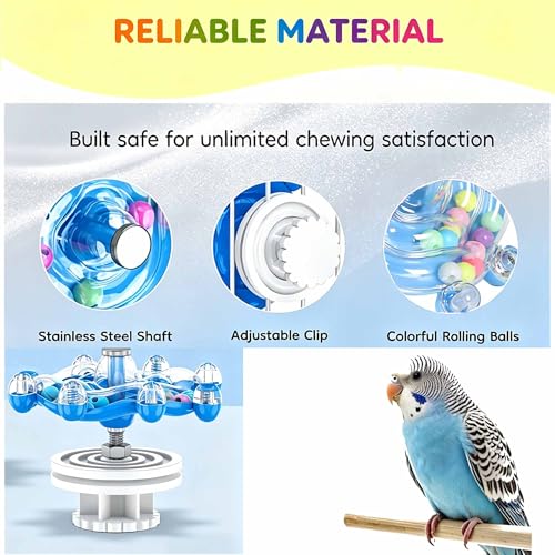 Bird Toys for Parakeets, Colorful Spinning Wheel Chew Toys, Interactive Spinner Rattle Parrot Toys,CockatielToys, Parakeet Toys, Bird Cage Accessories for Entertainment Chewing Exercise - color: Blue
