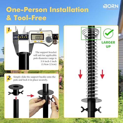 iBorn Spring Squirrel Baffle for Bird Feeder Pole, 19.6” Oversized Spring Squirrel Guard Defender, Bird Feeder for Outdoors Protector, Metal Spring & Buckle, Polycarbonate(PC) Baffle, Pack of 1,Clear
