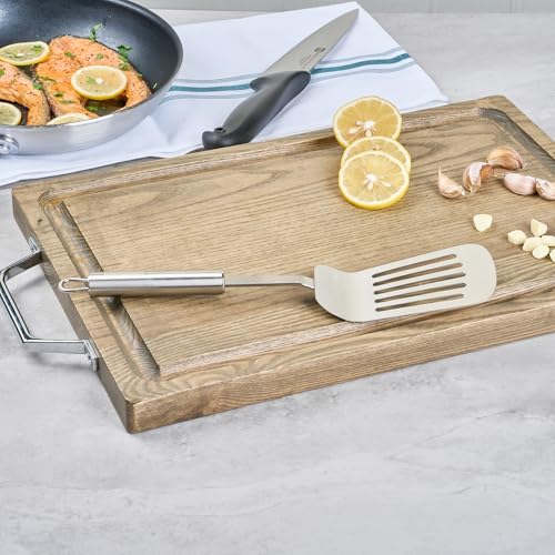 Restaurantware 12.5 in Stainless Steel Slotted Turner - German Standard Heat Resisant Metal Spatula with Ergonomic Handle, Dishwasher Safe - Kitchen Turner for Grilling, BBQ, Frying - size: Steel Slotted Spatula
