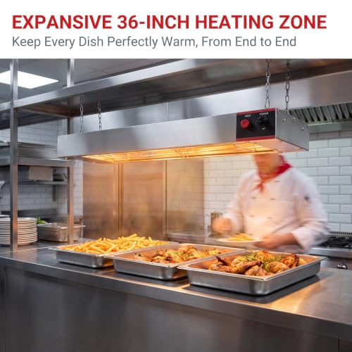 36 Inch Food Heat Lamp Commercial Food Warmer Overhead Strip Warmer 850 Watts with Chain and Us Plug,110v (36") - size: 36"