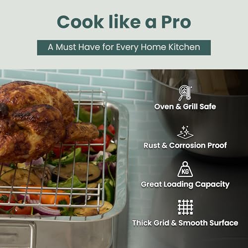 Durable 3 Tiers Stackable, 16" x 10" Cooling Rack for Baking | Professional Grade, Premium 100% Stainless Steel, Baking Rack & Wire Cooling Mesh, Dishwasher Safe, Oven Safe - size: 10" x 16" 3-Pack