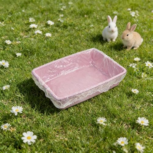 Qianyu 50 PCS Small Animal Cage Liners Disposable Rabbit Bedding & Litter Box Liners Toilet Plastic Film Pan Bags for Bunny Cat Guinea Pig Bird Hamster Chinchilla