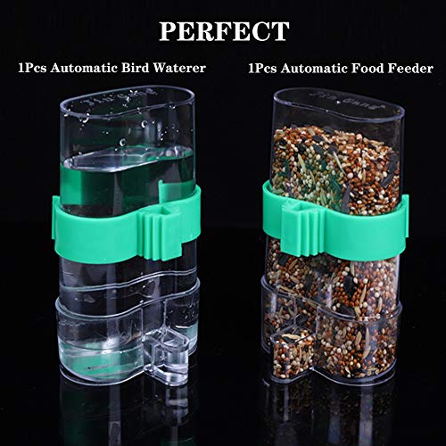 [2 Pack] Seneme Automatic Bird Water Dispenser for Cage, Birds Clear Dispenser Food Feeder, Bird Food Feeder for Cage