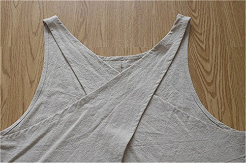 Cotton Linen Japanese Apron Halter Cross Back Bandage X Shape Aprons Two Pockets - color: Navy Blue