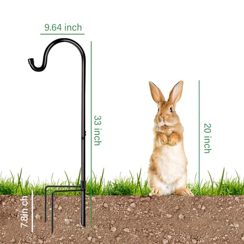 GOFORWILD 2 Pack 33 Inch Metal Shepherd Hooks for Bird Feeder Outdoor | Heavy Duty Bird Feeder Hanger with 3 Prongs Base, for Hanging Lantern, Hummingbird Feeder, Plant Hanger, Wind Chime - size: 33 Inch