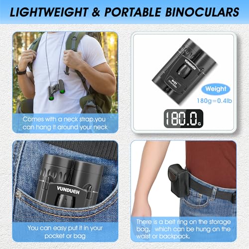 Mini Compact Binoculars for Adults and Kids - Waterproof High Powered Easy Focus Small Binocular, Ideal for Bird Watching, Hunting, Concert, Theater, Travel, Hiking, Sightseeing & Outdoor Sports