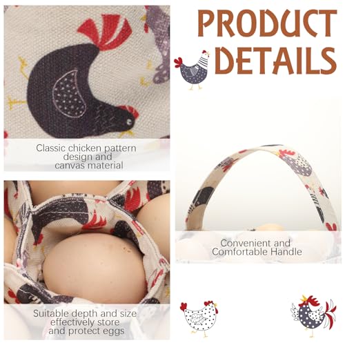 2 Pieces Egg Basket Mini Egg Collecting Bags Gathering Basket with 7 Pouches for Farmhouse Chicken Hen Duck Goose Housewife Garden Transporting Storage, 8 x 2.6 Inch(Lovely) - color: Lovely