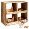 Cinnvoice Chicken Nesting Boxes 4 Compartment Wooden Chicken Laying Boxes for Hens Ducks Poultry Easy Egg Collection