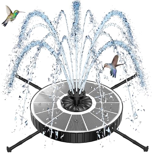 SZMP Solar Fountain with 3 Spray Height, 3.5W Glass Solar Bird Bath Fountain with 4 Adjustable Fixed Rods, and 7 Nozzles, Outdoor Solar Water Fountain Pump for Bird Bath, Garden, Pool, Pond - color: White