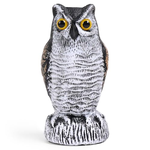 OFFO Fake Owl, Owl Statue for Garden and Yard Decoration, Weatherproof Plastic Outdoor Owl Decor for Porch Pool Patio Yard, 10-Inch Height, Round Ear Owl - color: Round Ear Owl Brown, size: 10 in