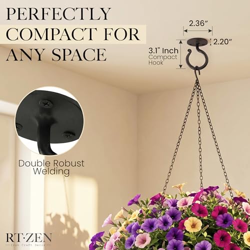 Plant Hangers Outdoor or Indoor Heavy Duty Wall Bracket Hooks | Wrought Iron Metal Hanger Indoor Hook for Hanging Plants Baskets Lanterns Bird Feeders - 2 Pack (Black Ceiling Hooks 3.1") - size: 3.1 Inch, style: Ceiling Hooks