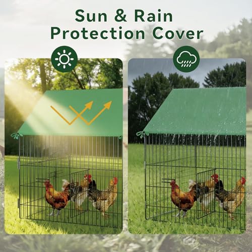 STILLCOVE Large Chicken Coop Run Outdoor: 130" × 40" Duck Pen with Cover | Rust-Resistant Design, Metal Poultry Cage Pet Playpen for Rabbit, Bunny, Cat, Kitten, Dog, Doggy, Duck, Hen, Quail, Goose