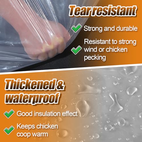 MEWTOGO 6.6x10ft Chicken Coop Covers Accessories for Winter | Easy to Install & Waterproof Chicken Run Tarp, with Elastic Cords & Rope - size: 6.6x10ft