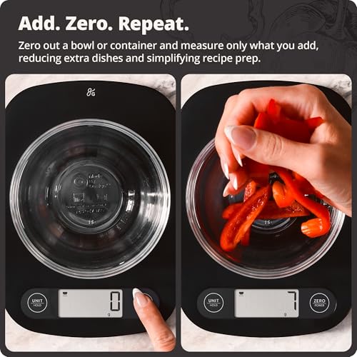 Greater Goods Food Scale, Slim & Compact Build, 1g Precision (Matte Black) | Digital Kitchen Scale for Cooking, Meal Prep & Portion Control, Tare, Auto Shut-Off, g/oz/lb/ml Conversion & Calorie Tracking - color: Matte Black