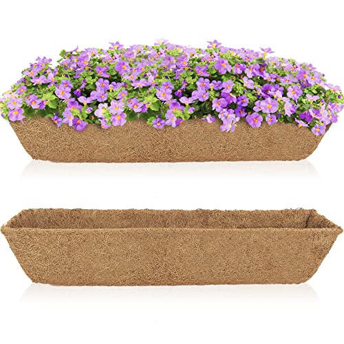 HFHOME 2Pcs 30" Trough Coco Fiber Replacement Liner, Natural 30 inches Window Deck Coco Replacement Liner for Window Box - size: 30in