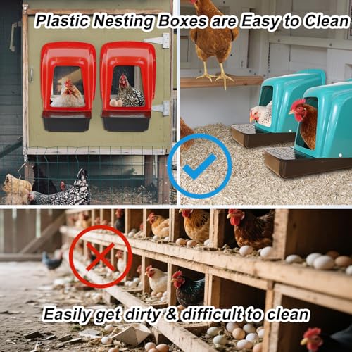 Chicken Nesting Boxes Chicken Laying Boxes with Egg Roll Out Nesting Boxes for Chickens Coop Nest Box Large, Easy to Install, Waterproof and Durable (Red, 6 Pack) - color: Red, size: 6 Pack