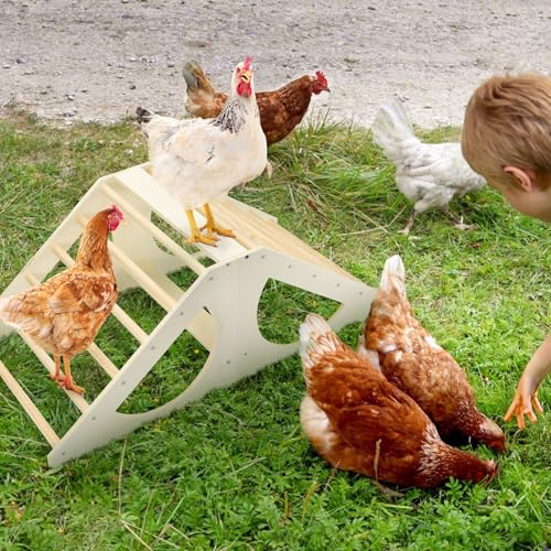 Chicken Roosting Bar Solid Wood Roosting Ladder Poultry Perch Stand Jungle Gym for Backyards Chicken Coops Farms Chicken Toy for Chicks Hens Roosters Large Birds Parrots Macaws L - size: Large