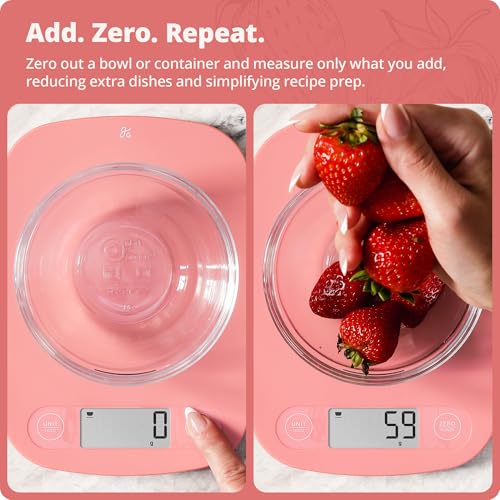 Greater Goods Food Scale, Slim & Compact Build, 1g Precision (Coral Pink) | Digital Kitchen Scale for Cooking, Meal Prep & Portion Control, Tare, Auto Shut-Off, g/oz/lb/ml Conversion & Calorie Tracking - color: Coral Pink
