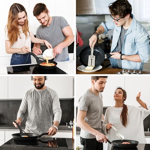 Dual-Purpose Nylon Egg Flipper Spatula & Stainless Steel Fish Turner Combo – Heat-Resistant Kitchen Tools for Non-Stick Pans, BBQ, Grilling (2-Piece Cooking Utensil Set)