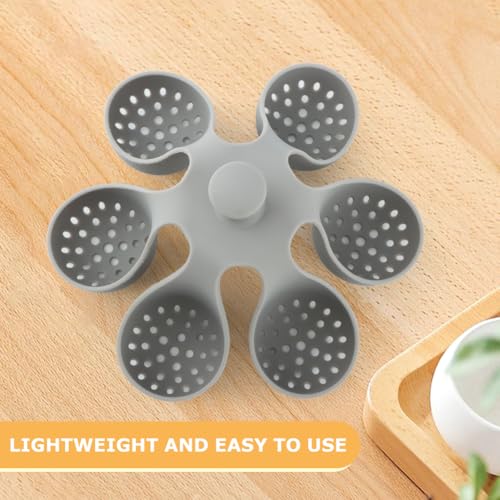Silicone Egg Boiler Rack, 6 Egg Holder with Handle | Drain hole egg holder for lifting soft or hard boiled eggs from pots for breakfast and meal prep