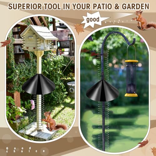 2 Set 19 Inch Squirrel Baffle and Squirrel Barrier Spring Device Metal Coil for Bird Feeder Pole, Outside Pole Mount Stopper & Bird House Guard for Outdoor Shepherd Hooks (Black) - color: Black