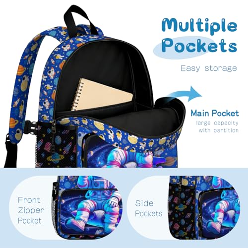 Blue Boys Backpack Kids Bookbag Astronaut Child School Bag Kindergarten Elementary Toddler Bag Gift Ideas Toddler Backpack for Boys Girls Bookbag for Kids Toddlers Casual Travel - color: Astronaut