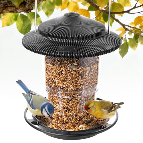 Outdoor Bird Feeder, Retractable Bird Feeder Hanging, Metal Hanger, Rainproof & Leak-Proof, Black, Pack of 1 - color: Black, Retractable Hanging, Pack of 1