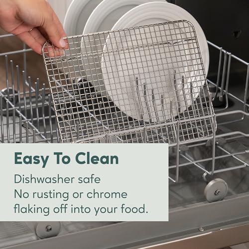 Stainless Steel Baking Rack - 10 x14.75 inch Jelly Roll Wire | 100% Stainless Steel, Oven-Safe, Dishwasher-Safe, Heavy Duty Tight-Wire, Sheet Pan Cooling Racks, Easy to Clean, Roasting - size: 10.0" x 14.75" 1-Pack