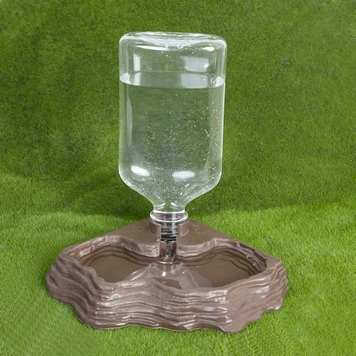 Lizard Bearded Dragon Water Bowl Dish Automatic Dispenser,17oz,Brown | 17oz Terrarium Tank Reptile Food Bowl,Water Feeder Automatic Dispenser Feeding,Geckos Lizards Turtle Bearded Dragons - color: Brown