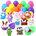 12 pcs Easter Eggs Filled with Mini Plush Animals Toy | for Easter Basket Stuffers/Fillers, Easter Eggs Hunt, Easter Party Favor - size: 12PCS