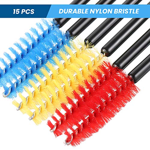 Outus 15 Pieces Hummingbird Feeder Cleaning Brush Mini Nylon Brush Set Cleaner for Bottles, Tubes, Jars, Bird Feeder (0.3 Inches/ 3.9 Inches) - size: 0.3 inches/3.9 inches