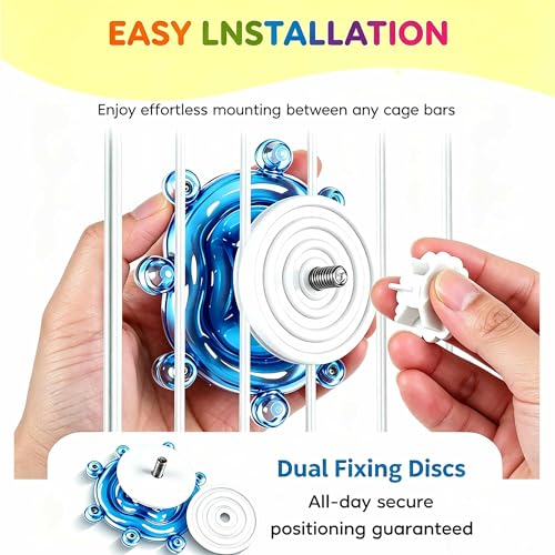 Bird Toys for Parakeets, Colorful Spinning Wheel Chew Toys, Interactive Spinner Rattle Parrot Toys,CockatielToys, Parakeet Toys, Bird Cage Accessories for Entertainment Chewing Exercise - color: Blue