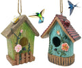 2 Pcs Hanging Bird Houses for Outside Bluebird Houses for Outside Swallows Wren Birdhouse Finch Nesting Box Patio Garden Deco