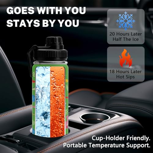 Dinosaur 18oz Water Bottle, with 2 Lids Handle, Insulated Sport Cup | 18oz Stainless Steel Travel Tumbler, Reusable Leak proof Anti Slip Boot Mug,Christmas Birthday Dinosaur Gift for Son - color: Dinosaur1
