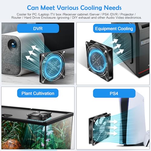 120mm Computer Case 5V USB Powered Fan, Small Silent Flat Cooler with Speed Controller for Receiver/Router/Electronic Equipment（2-in-1 Pack） - style: 2 in 1-12025-USB