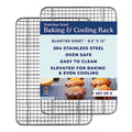 Cooling & Baking Rack Set - 8.5'' x 12'' - Set of 2 | 100% Stainless Steel, Oven-Safe, Dishwasher-Safe, Heavy Duty Tight-Wire, Set of 2, Quater Sheet Pan Cooling Racks, Easy Clean - size: 8.5" x 12" 2-Pack