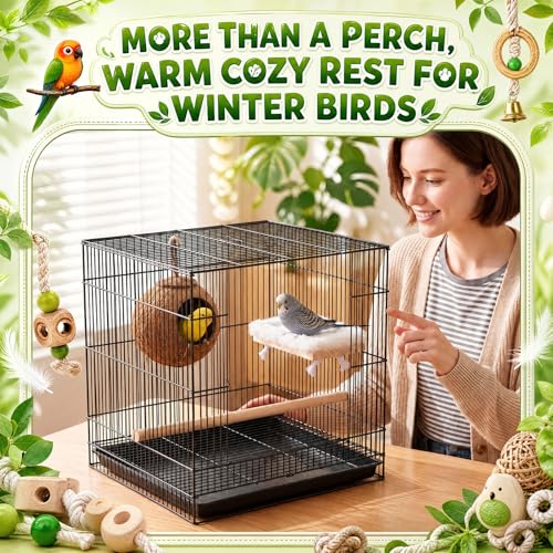 Vinsot Bird Perch for Cage, Detachable Plush Parrot Toy Hanging Bird Resting Nest for Conure, Budgie, Cockatiel, Lovebird, Canary, Finch, Hamster, Small Pets