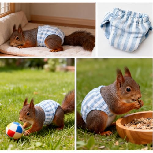 3 Pcs Washable Squirrel Diapers, Reusable Squirrel Diaper, Highly Absorbent with Adjustable Waistline Diapers for Squirrels, Guinea Pigs, and Small Sugar Gliders (3.9" - 6.3", S)