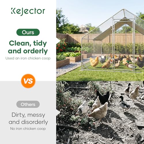 Large Chicken Coop Metal Chicken Runs for Yard 13x10x6.5 ft Chicken Coop with Cover Gallinero para Gallinas Heavy Duty Chicken Cage Rabbit Duck Quail Coop Lockable Door with Waterproof Anti-UV Cover
