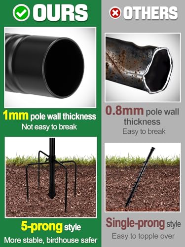 Bird Feeder Pole for Outdoors - 68in Adjustable Heavy-Duty Bluebird House Support Rod with Stable 5 Prong Base, Easy to Assemble Garden Nest Feeding Stand Post - style: 68in