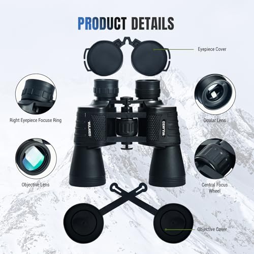 20x50 High Powered Binoculars for Adults, Waterproof Compact Binoculars with Low Light Vision for Bird Watching Hunting Football Games Travel Stargazing Cruise, Christmas Birthday Gifts for Men