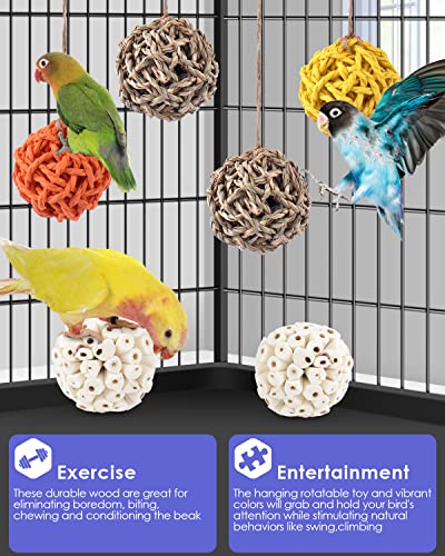 Bissap 6PCS Small Parrot Chew Toys, Sola Balls Conure Chewing Foraging Toys Colorful Bird Foot Balls for Cockatiels Cockatoos Parakeets Love Birds Small Parrot Cage Bite Toys - style: Balls