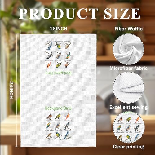 Backyard Bird Kitchen Towels, Gifts for Bird Lovers Watchers Women Men Dish Tea Towels for Kitchen, Birding Gifts Decorative Hand Towels for Bathroom, 16x24 Inches，C134-MJ-ZH
