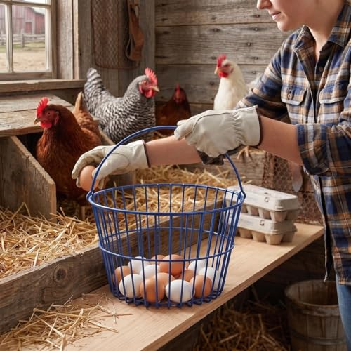 Large Plastic-Coated Egg Basket – 15-Dozen Capacity | Gentle Protection for Fresh Eggs, Rust-Resistant Design, Professional Farm Collection Carrier