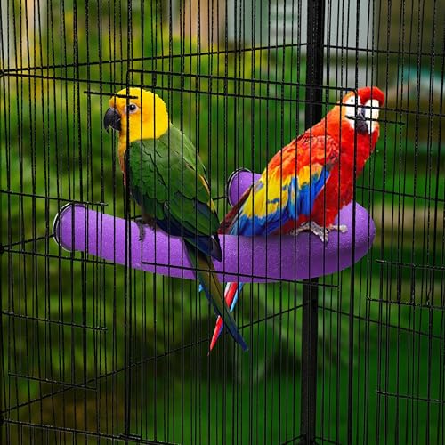 FrgKbTm U Shape Parrot Perch Stand Toy Bird Platform Sand Paw Grinding Clean Stick Exercise Conure Budgie Cockatiel Cage Accessories (Purple)