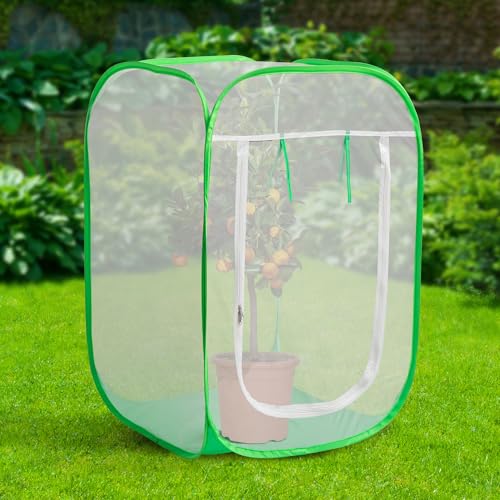 24"x24"x36" Pop Up Garden Mesh Plant Cover, Plant Protectors Mesh Enclosure | Garden Net Cage Pest Protection Guard Tent with Storage Bag, Crop Cage for Protect Plant Vegetable Fruit from Birds Insects - color: 24 X 24 X 36 Inch