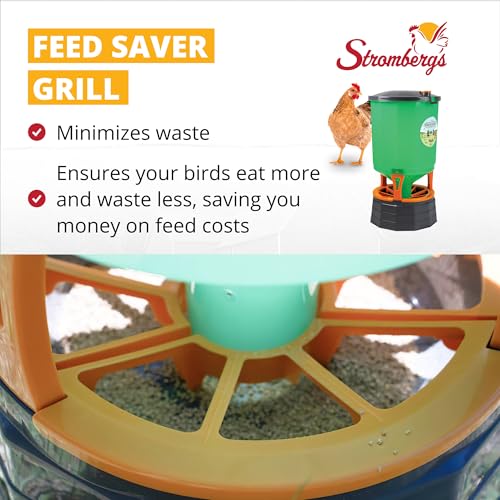 Stromberg's High Capacity Silo Poultry Feeder, 65 lb, Translucent Body, Easy to Clean, Feed Saver Grill, Elevated 6" Stand, Large Lid for Easy Filling, Durable & Efficient Design for Backyard & Farm