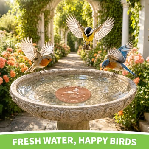 1-Pack 99.9% Pure Copper Bird Bath Purification Disk, 0.6mm Bird Bath Copper Disk with Triple-Point Support, All-Season Copper Plate Copper Disc for Outdoor Bird Bath, Bowl - color: Bird Bath Copper Disk - 1 PACK