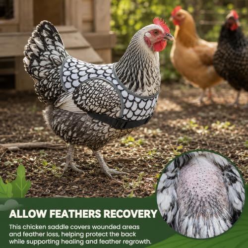 Chicken Saddle for Hens, Adjustable Hen Apron Back Protector for Protection Feather Regrowth, Waterproof Breathable Chicken Clothes with Straps, Apron for Medium to Large Hens Saddle（White） - color: White