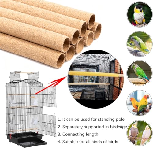 12-Pack Large Sanded Perch Covers for Parakeets,3/4" Diameter | Bird Accessories | Pet Bird Supplies | Bird Perches for Cage Parrotlets, Canaries and Other Small Birds (12pcs Large 10" L x 3/4" D) - size: 12pcs Large 10" L x 3/4" D